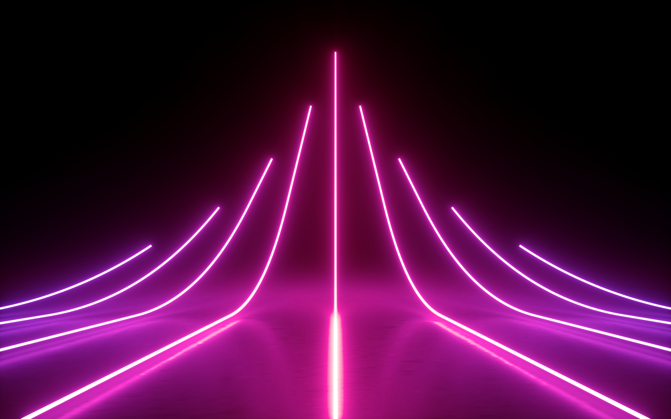 3d render, abstract minimal background, glowing lines, arrow, chart, pink neon lights, virtual reality, laser show