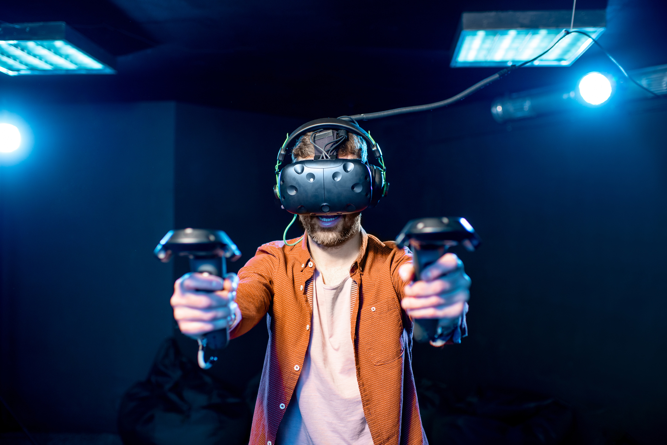 Man Playing Virtual Reality Game 